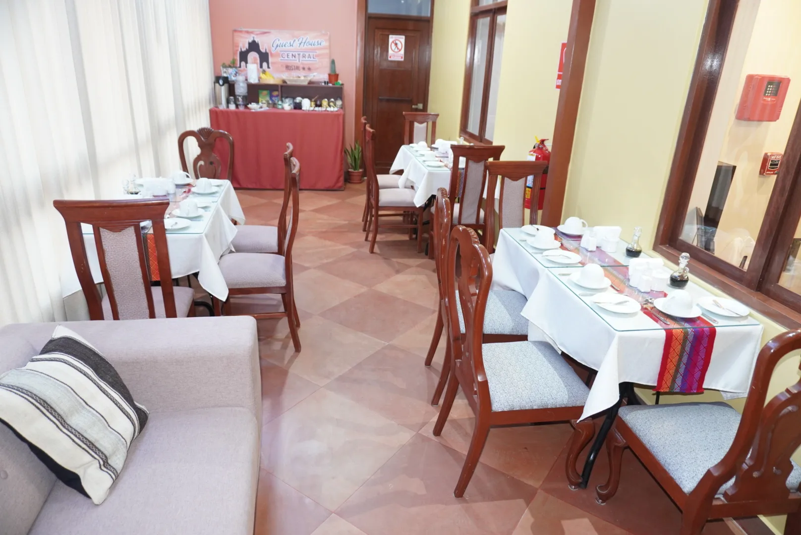 Dining room set for breakfast