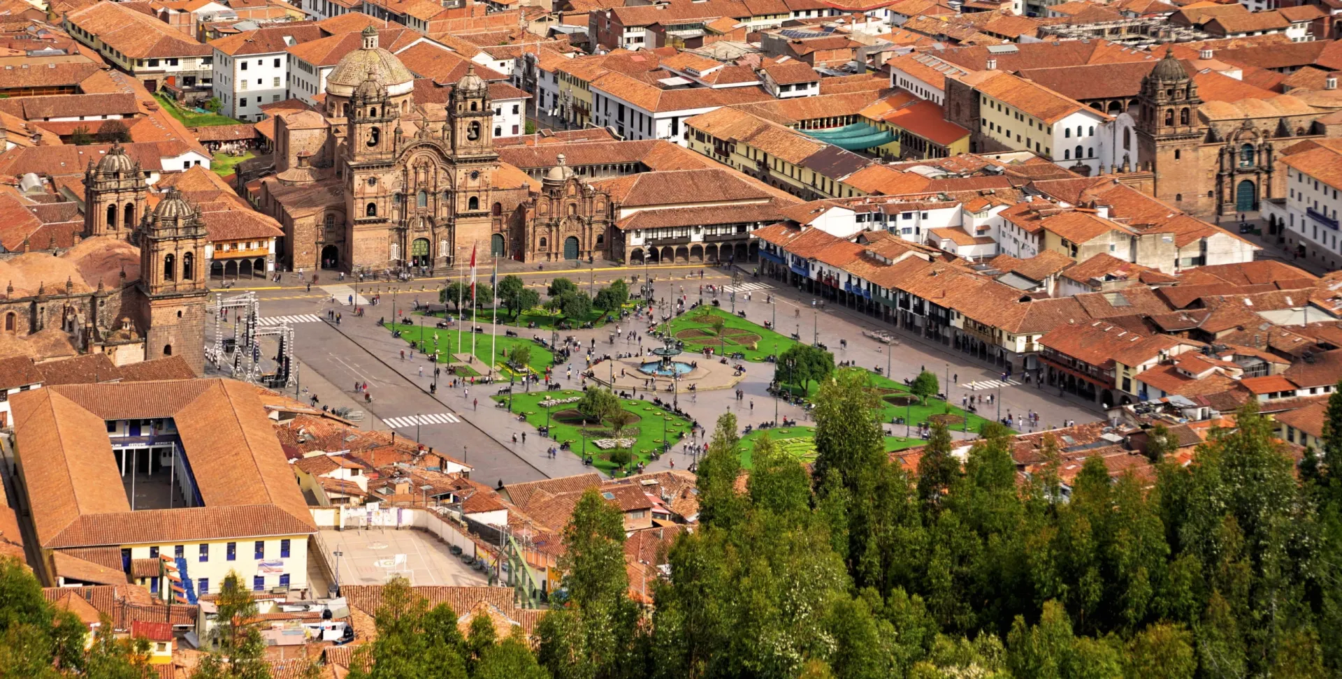 Cusco Plaza de Armas from above — the heart of Cusco